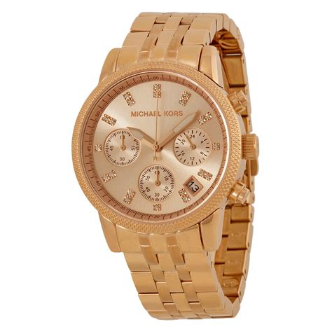 michael kors watch rose gold stone|Michael Kors ritz chronograph.